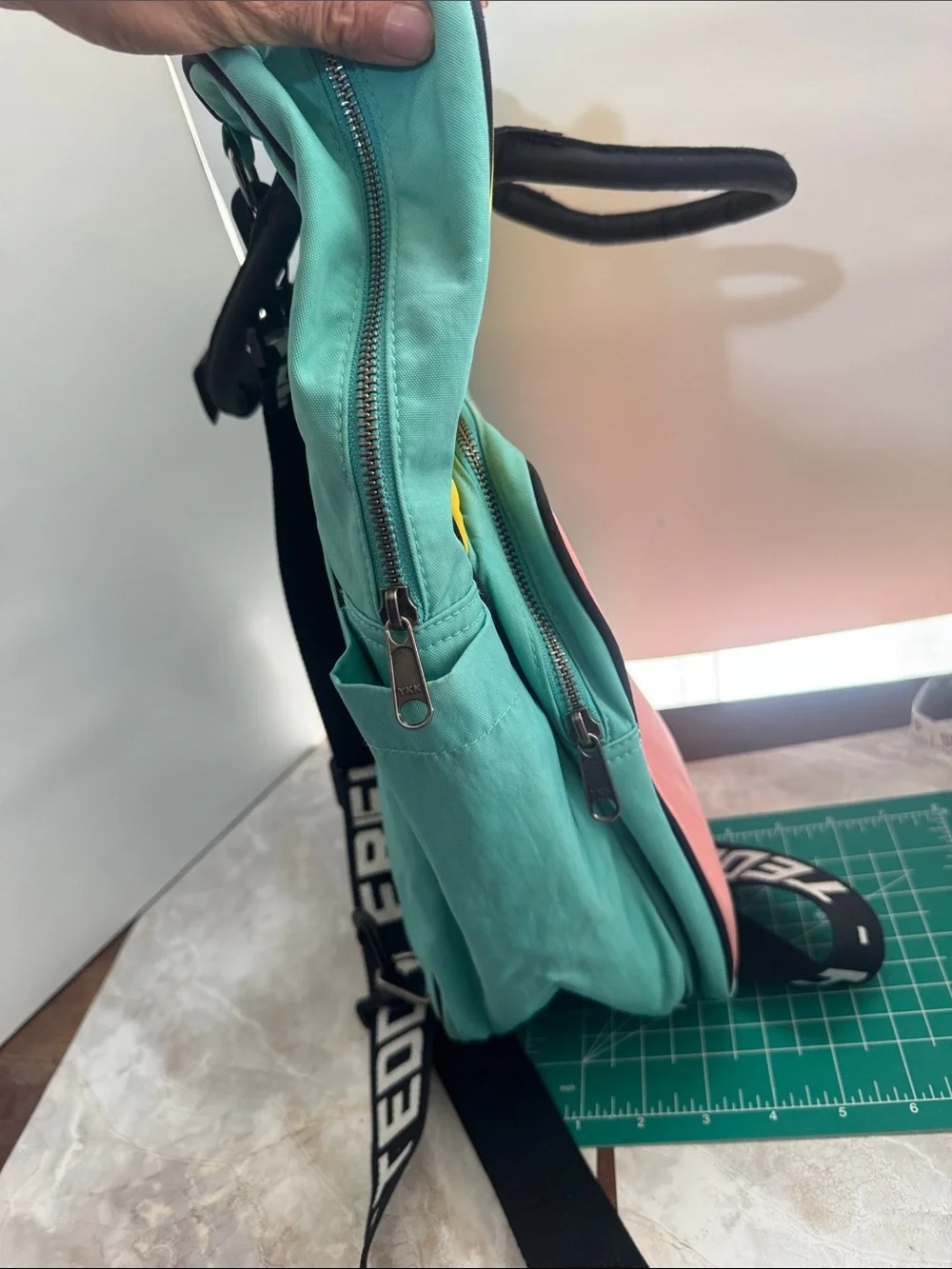 Teddy Fresh Colorblock Canvas Backpack in Pink, Yellow & Teal